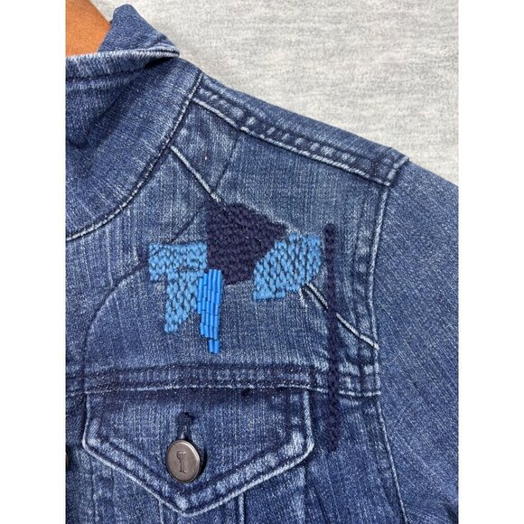Pilcro & The Letterpress Anthropologie Floral Embroidered Denim‎ Jacket XS Blue - Picture 5 of 7